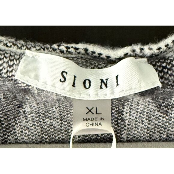 Sioni  Hooded Sleeveless Open Vest Cardigan Black White Animal Print Womens XL - Picture 5 of 6